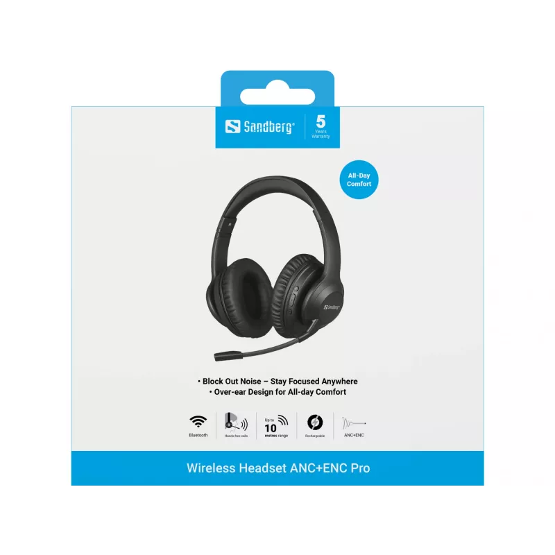 Headset Sandberg sem fios Headset ANC+ENC Pro