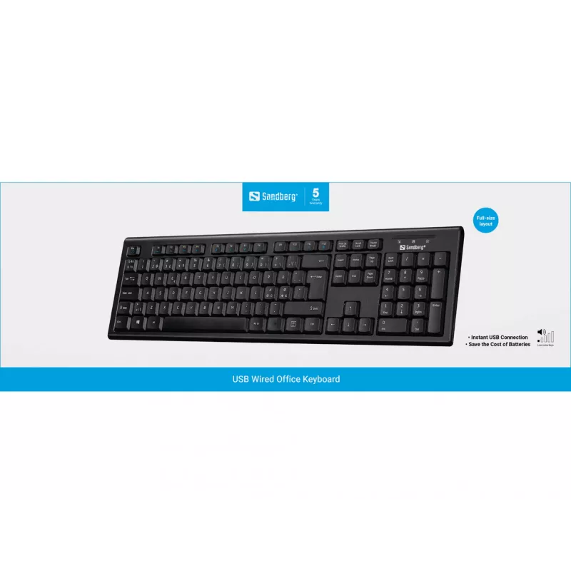 Teclado de escritório com fios USB Sandberg Nord
