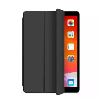 Capa tipo folio eSTUFF DENVER para iPad 9.7 2018/2017 – pele PU preta/transparente