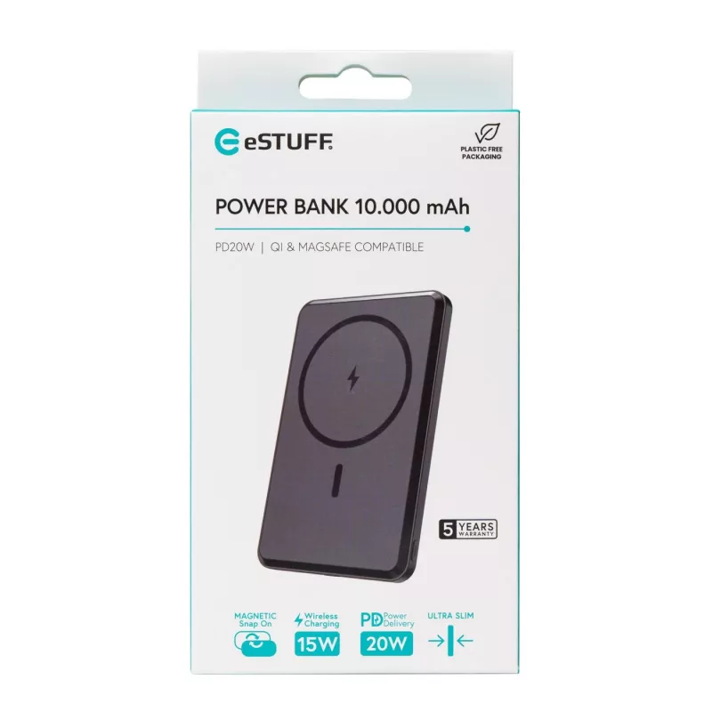 Powerbank eSTUFF ES641101 10000 mAh carregamento sem fios preta