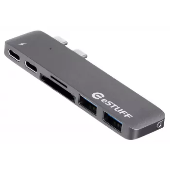 eSTUFF ES84122-Cinzento Hub de interfaces USB 3.2 Gen 1 (3.1 Gen 1) Type-C 5000 Mbit/s