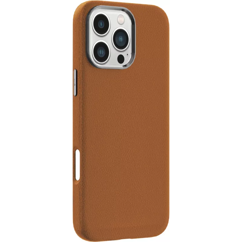 eSTUFF INFINITE VENICE capa magnética de pele para iPhone 16 Pro, castanha