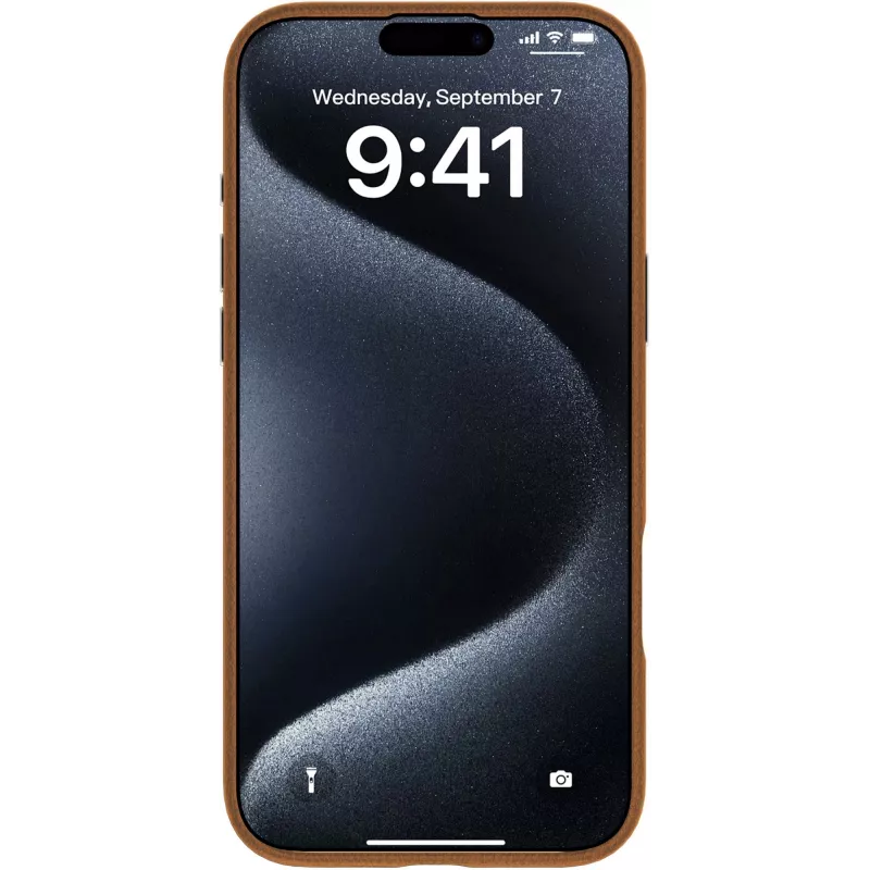 eSTUFF INFINITE VENICE capa magnética de pele para iPhone 16 Pro, castanha