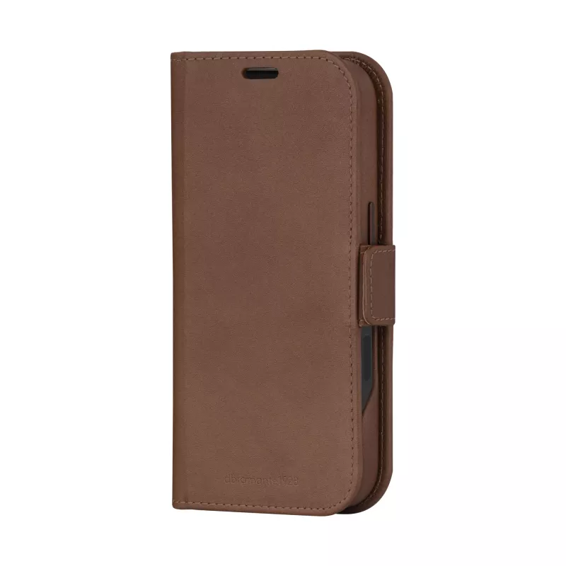 Capa folio dbramante1928 Lynge MagSafe iPhone 16 Pro Dark Tan