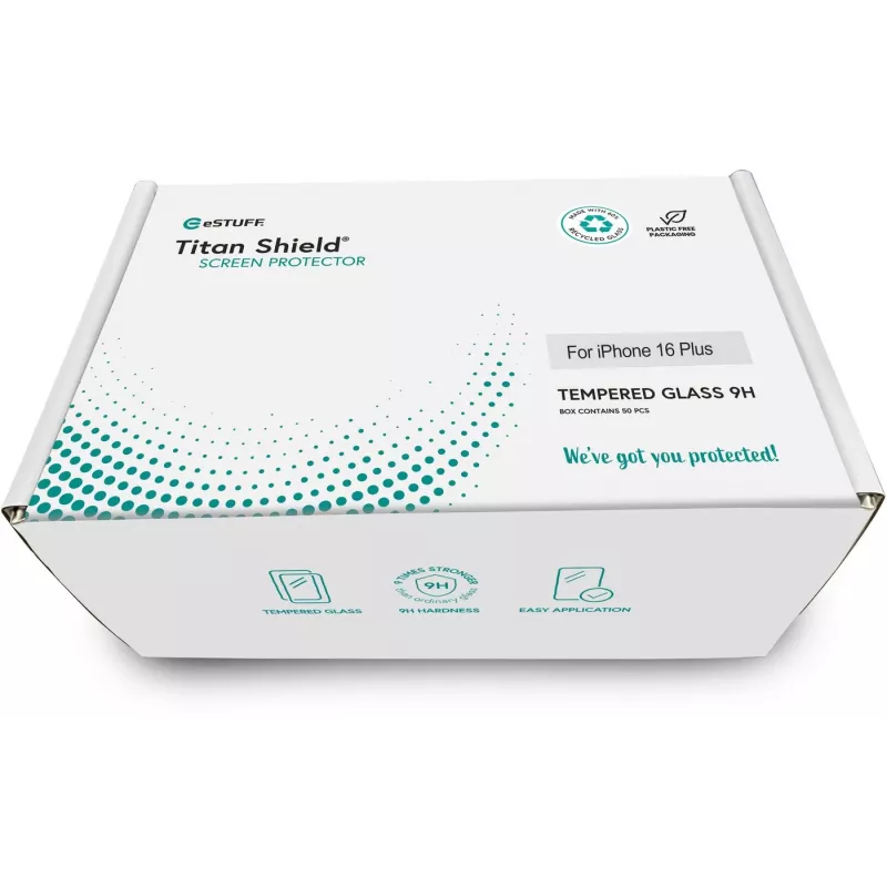 Película de proteção transparente eSTUFF ES501424-50BULK Apple iPhone 16 Plus resistente a riscos e quebras