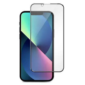 Película de proteção de ecrã em vidro temperado eSTUFF Titan Shield para Apple iPhone 13 / 13 Pro / 14 — cobertura total, moldura preta