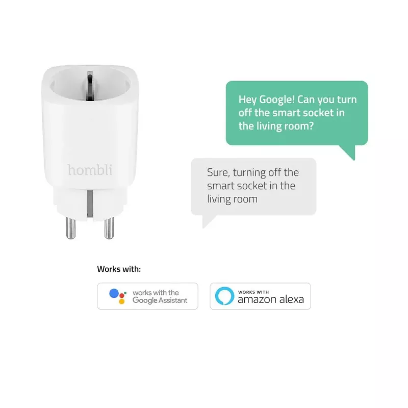 Hombli tomada inteligente HBPP-0201, 3680 W, para interior, branca, pack promocional 2+1 (3 un.)
