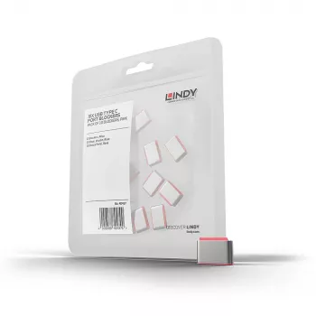 Bloqueador de porta USB Type C Lindy (sem chave) – pack de 10, rosa