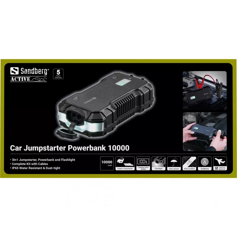 Powerbank de arranque automóvel Sandberg 10000 mAh USB Type-A Type-C preto