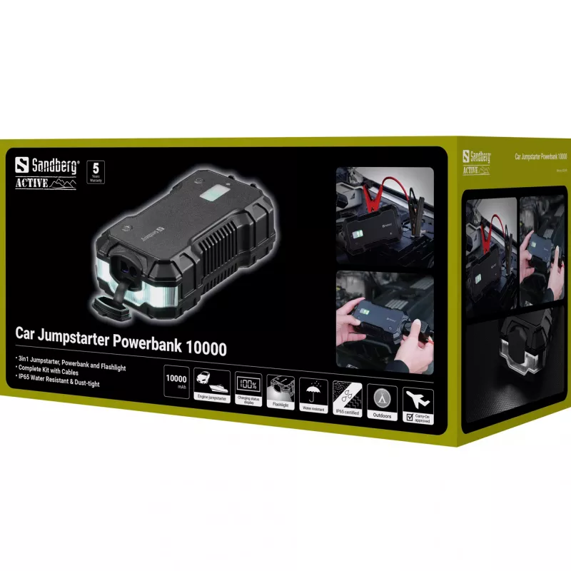 Powerbank de arranque automóvel Sandberg 10000 mAh USB Type-A Type-C preto