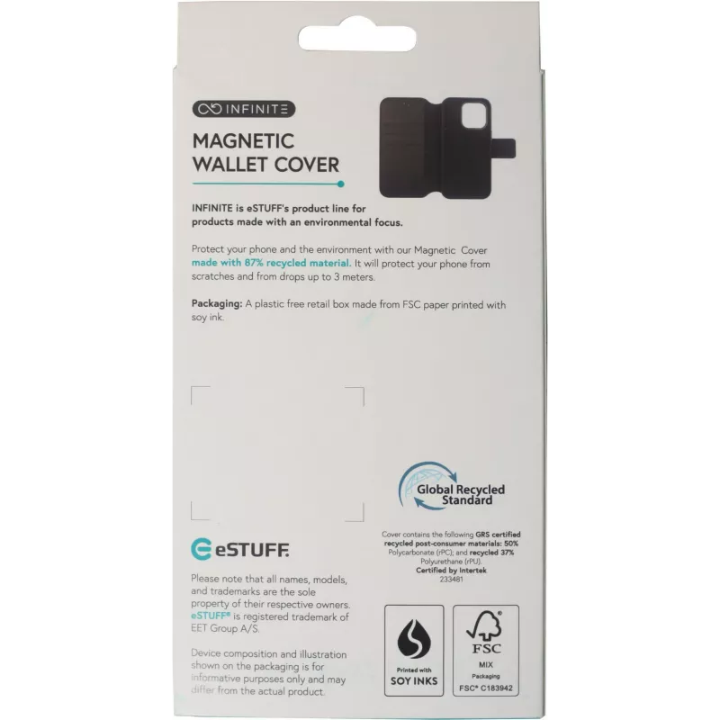 Capa para telemóvel eSTUFF ES67160105 17,5 cm (6,9 polegadas) tipo carteira preta
