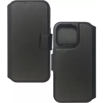 Capa tipo carteira eSTUFF iPhone 16 Pro 6,3 polegadas preta 3 compartimentos para cartões