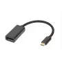 Adaptador de cabo de vídeo Microconnect MC-USBC-DPF1.2 DisplayPort USB Type-C preto