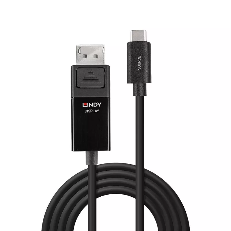 Cabo adaptador USB Type-C para DP 8K60 Lindy 3 m, 3 m, USB Type-C, DisplayPort, macho, macho, reto