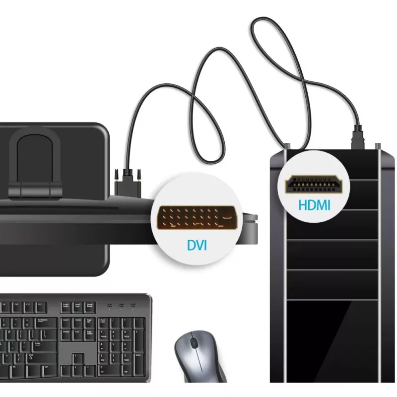 Cabo de vídeo Techly HDMI para DVI-D M/M 1,8 m ICOC HDMI-D-018