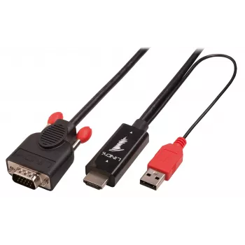Cabo adaptador conversor HDMI para VGA Lindy 1 m, preto