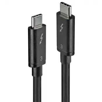 Cabo Thunderbolt 3 Lindy 0,5 m, passivo, 0,5 m, USB-C, USB-C, USB 3.2 Gen 1 (3.1 Gen 1), macho/macho, preto
