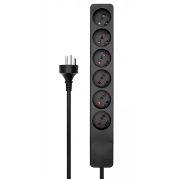 Extensão elétrica Microconnect MC-GRU0603DKB 3 m 6 tomadas AC para interior preto