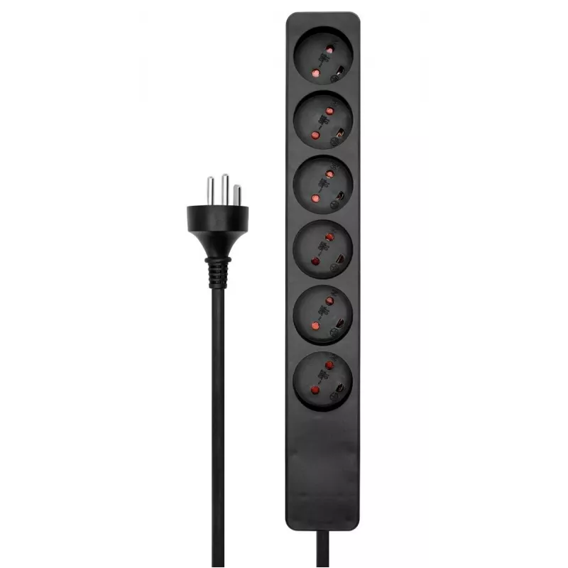 Extensão elétrica Microconnect MC-GRU0605DKB 5 m 6 tomadas AC para interior preto