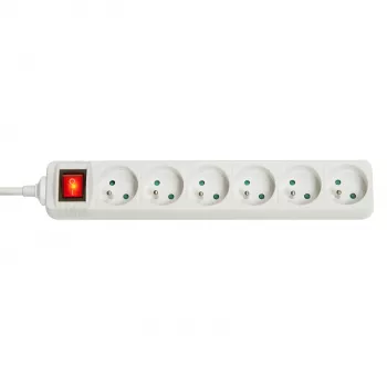 Extensão elétrica Lindy 73126 6 tomadas AC para interior branco