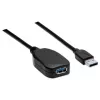 Cabo de extensão USB-A para USB-A Manhattan, 5 m, ficha macho para conector fêmea, ativo, 5 Gbit/s (USB 3.2 Gen1, também conhecido como USB 3.0), repetidor integrado, SuperSpeed USB, preto, três anos de garantia, equivalente a USB2AAEXT5M.