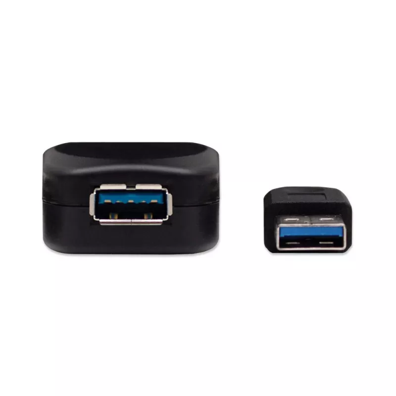 Cabo de extensão USB-A para USB-A Manhattan, 5 m, ficha macho para conector fêmea, ativo, 5 Gbit/s (USB 3.2 Gen1, também conhecido como USB 3.0), repetidor integrado, SuperSpeed USB, preto, três anos de garantia, equivalente a USB2AAEXT5M.