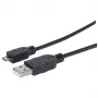 Cabo USB-A para Micro-USB Manhattan, 1,8 m, ficha macho para ficha macho, preto, 480 Mbit/s (USB 2.0), Hi-Speed USB, garantia vitalícia, equivalente a UUSBHAUB6.