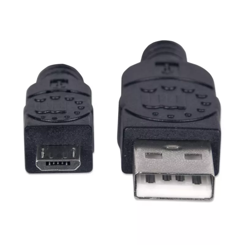Cabo USB-A para Micro-USB Manhattan, 1,8 m, ficha macho para ficha macho, preto, 480 Mbit/s (USB 2.0), Hi-Speed USB, garantia vitalícia, equivalente a UUSBHAUB6.