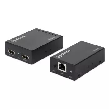 Kit extensor Manhattan HDMI 1080p sobre Ethernet, até 50 m com um cabo Cat6, módulos Tx e Rx, suporte IR, três anos de garantia
