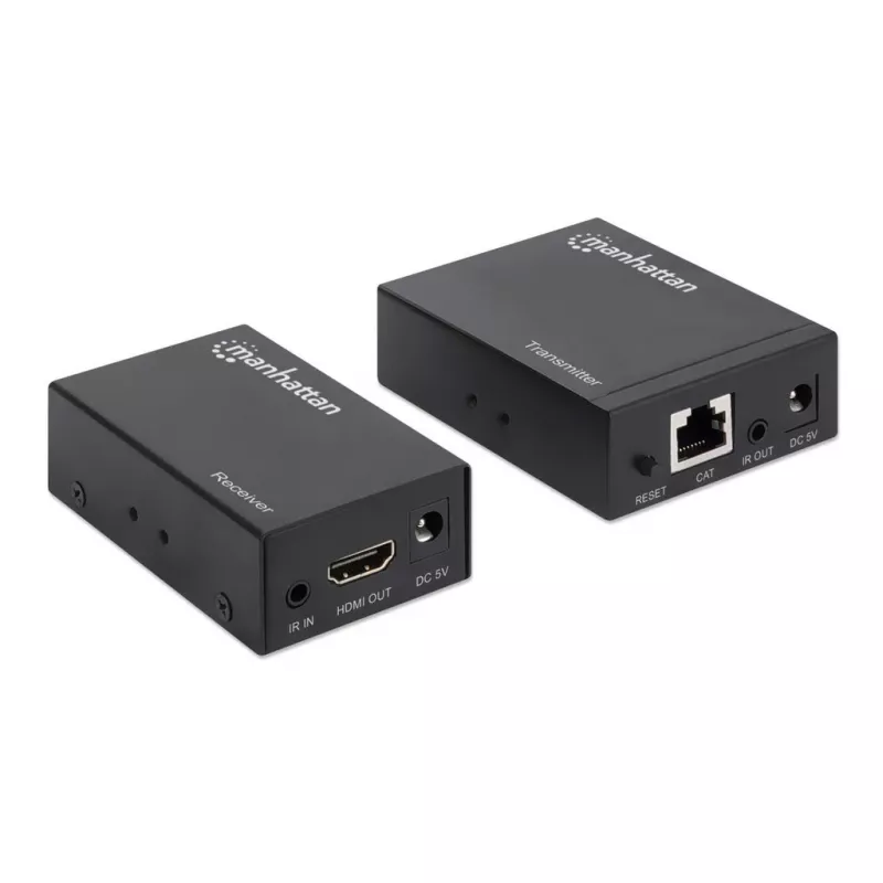 Kit extensor Manhattan HDMI 1080p sobre Ethernet, até 50 m com um cabo Cat6, módulos Tx e Rx, suporte IR, três anos de garantia