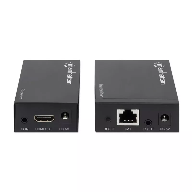 Kit extensor Manhattan HDMI 1080p sobre Ethernet, até 50 m com um cabo Cat6, módulos Tx e Rx, suporte IR, três anos de garantia
