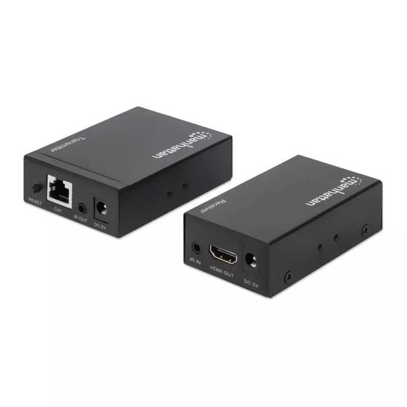 Kit extensor Manhattan HDMI 1080p sobre Ethernet, até 50 m com um cabo Cat6, módulos Tx e Rx, suporte IR, três anos de garantia
