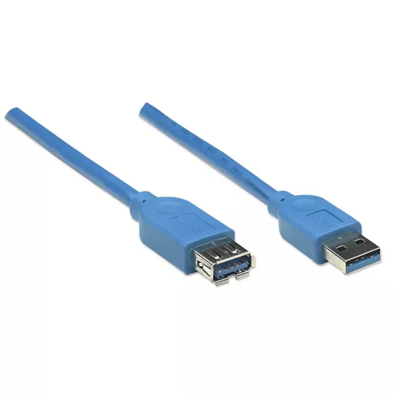 Cabo de extensão USB-A para USB-A Manhattan 2 m ficha macho para conector fêmea azul