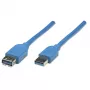Cabo de extensão USB-A para USB-A Manhattan 2 m ficha macho para conector fêmea azul