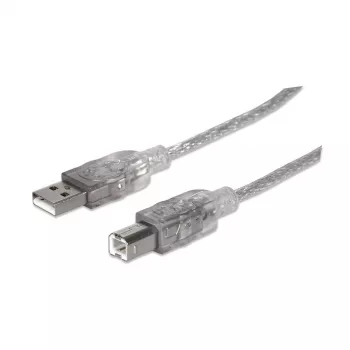 Cabo USB-A para USB-B Manhattan 345408 5 m macho para macho prateado