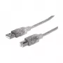 Cabo USB-A para USB-B Manhattan 345408 5 m macho para macho prateado