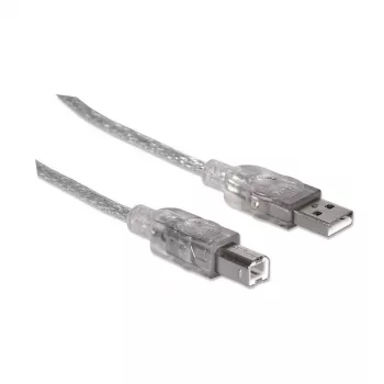 Cabo USB-A para USB-B Manhattan 345408 5 m macho para macho prateado