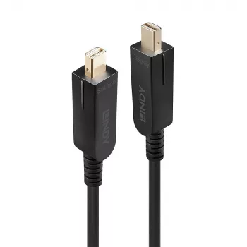Cabo Mini DisplayPort 1.4 híbrido de fibra ótica Lindy 70 m com conectores DisplayPort removíveis