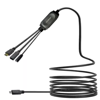 Cabo hub USB-C VivoLink PROUSBCHDMIUSB3-5 com USB 3.0 e função de carregamento, preto