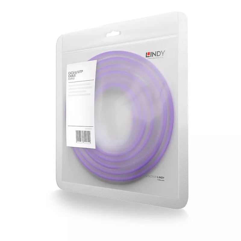 Cabo de rede Lindy 0,3 m RJ-45 Cat6 U/UTP violeta