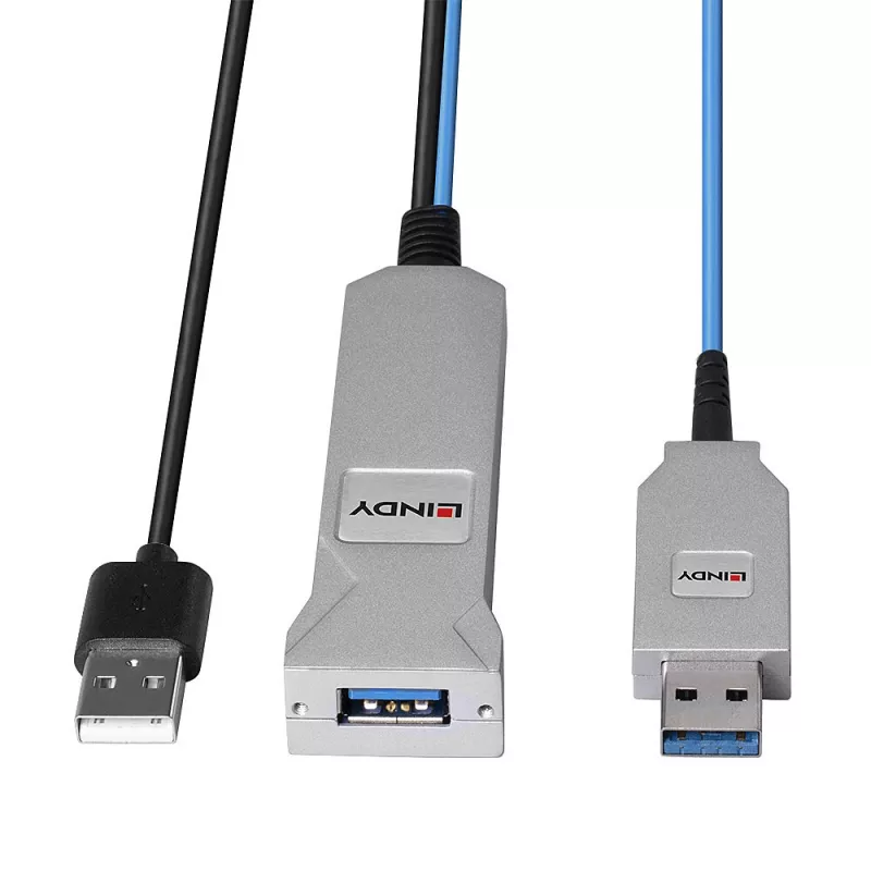 Cabo USB 3.0 de fibra ótica Lindy 30m