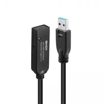 Extensão ativa USB 3.0 Lindy 10m Type A para C
