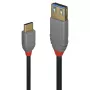Cabo adaptador USB 3.2 Type-C para A Lindy 0,15 m, 10 Gbit/s, Anthra Line
