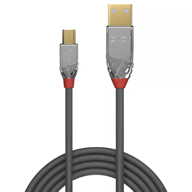 Cabo USB 2.0 Type-A para Mini-B Lindy 2m, Cromo Line