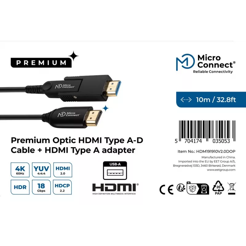 Cabo HDMI A-D Microconnect HDM191910V2.0DOP