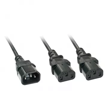 Cabo divisor IEC Lindy 2 m IEC C14 para 2 x IEC C13