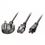 Cabo de extensão divisor Lindy 2,5 m ficha UK de 3 pinos para IEC C13 e IEC C5, preto