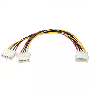 Adaptador de alimentação Lindy 0,25 m, ficha LP4 para 2 x conector fêmea LP4