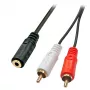 Cabo adaptador AV Lindy 0,25 m – conector fêmea de 3,5 mm para 2 x ficha RCA