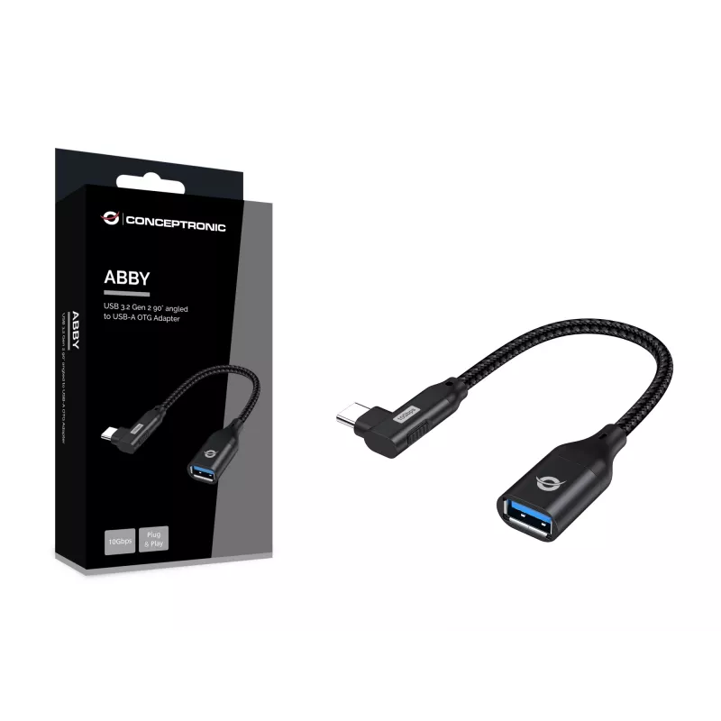 Adaptador OTG Conceptronic ABBY19B USB 3.2 Gen 2 90° angular para USB-A